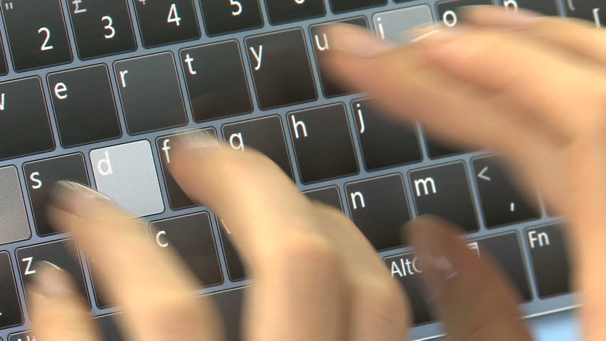 Touch screen typing, close up