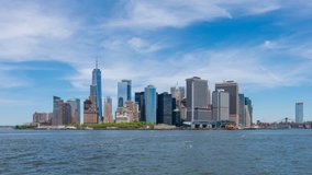 4k hyperlapse video of Lower Manhattan skyline in daytime