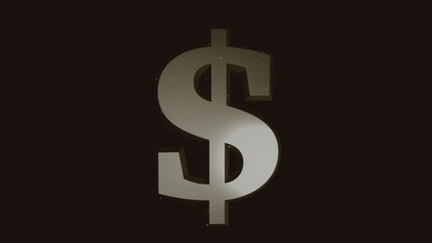 Rotating Dark "Dollar" symbol. Animated icon with alpha channel.