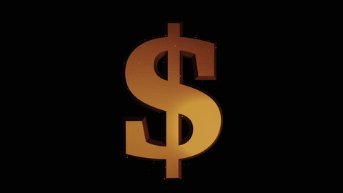 Rotating Golden "Dollar" symbol. Animated icon with alpha channel.