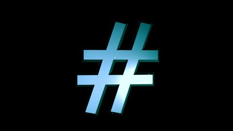 Rotating Blue "Pound" or "Hashtag" symbol. Animated icon with alpha channel