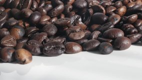 Shallow DOF roasted coffee beans 4K   footage