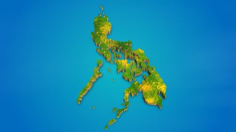 Philippines country map satellite camera zoom in sky effect shot visualization