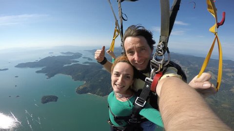 Paragliding selfie beauty woman 4K