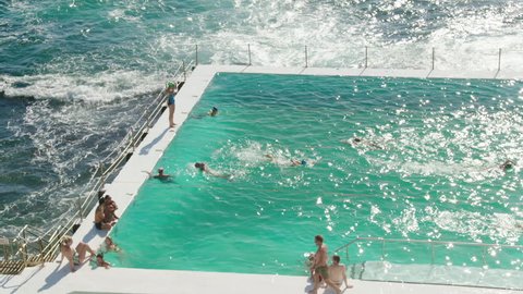 Swimmers swim at the Bondi Icebergs Swimming Club Sydney, Australia 2017