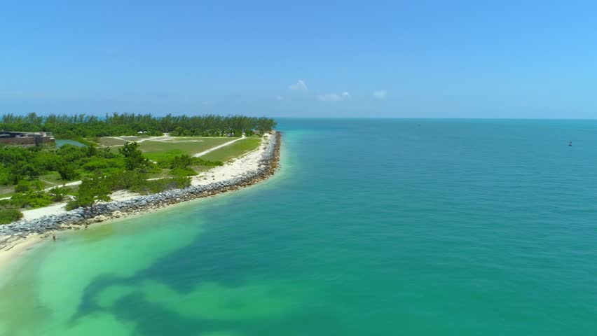 Aerial drone footage of historical Fort Zachary Taylor Key West Florida