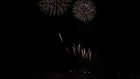 Spectacular colorful fireworks on darkness background at Pattaya International Fireworks Festival 2018, Thailand.