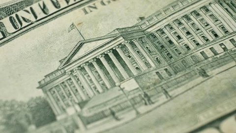 Ten Dollars and U.S. Treasury Building on USA money banknote