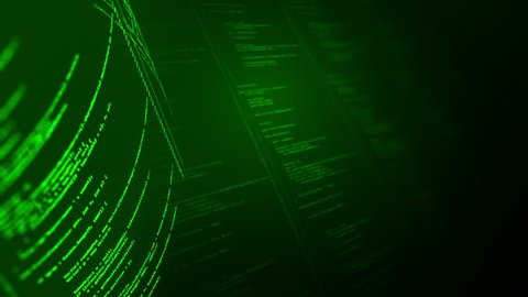 Green Computer Code Background Loop. Animated computer script programming code as technology background. Green version. Seamless loop. The depth of field. A real C# code written by me. 