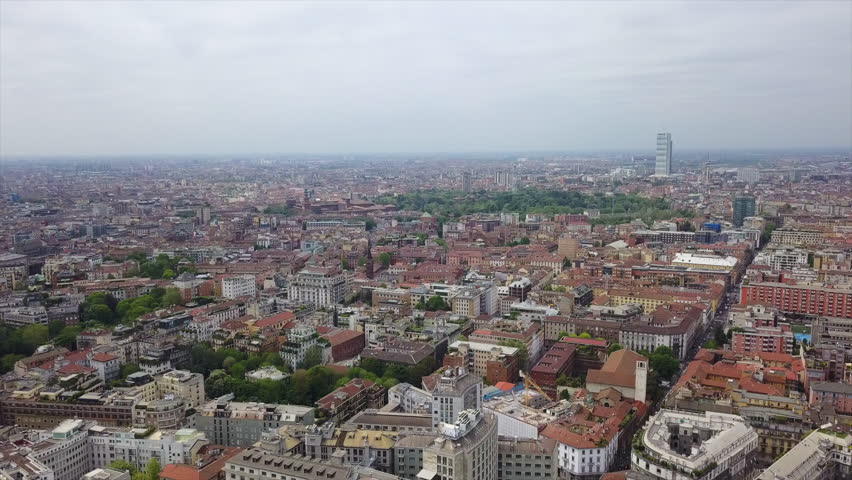 Day time milan city aerial panorama 4k italy | Shutterstock HD Video #1012318901