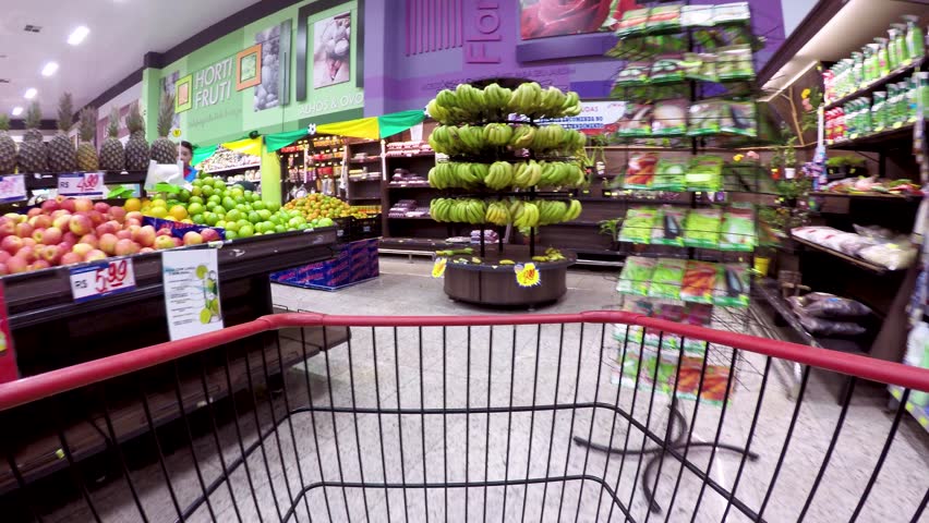 supermarket shopping time lapse shopping trolley Royalty-Free Stock Footage #1012329122