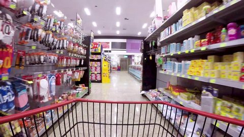 supermarket shopping time lapse shopping trolley