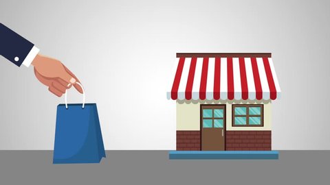 Shop Surrounded By Shopping Bags Clothes Stock Illustration 1714827502