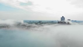 Chicago Hyde Park Fog Aerial Drone Timelapse Video