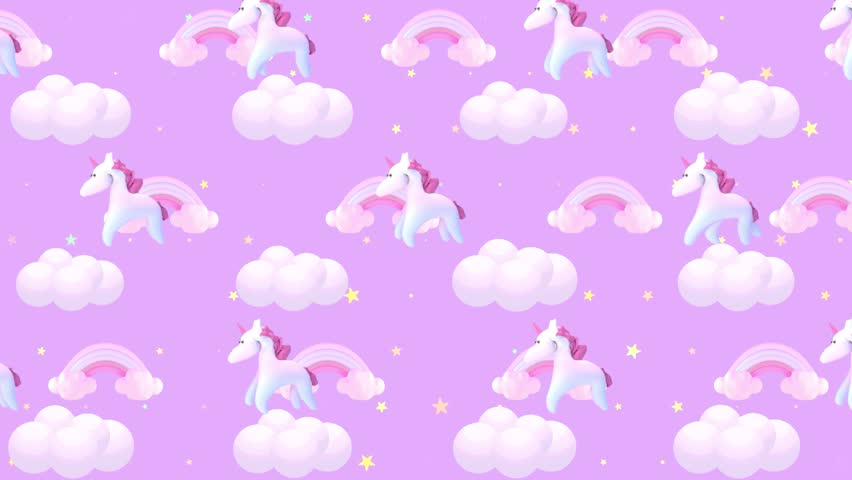 Animated cartoon pink unicorn wallpaper. (Looped) Royalty-Free Stock Footage #1012339505