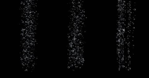 3d animation of bubbles moving and floating on a black background