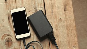 Smart phone charging off a Power Bank, Portable charging solution. 4k video. DIfferent version on my gallery