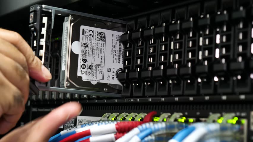 Add new hard disk in data center Royalty-Free Stock Footage #1012378205