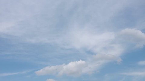 Timelapse of white clouds with blue sky in background. Clouds running across the blue sky. 30 fps footage of FHD timelapse cloudscape. Cumulus clouds form against a brilliant blue sky. 1920x1080. FHD.