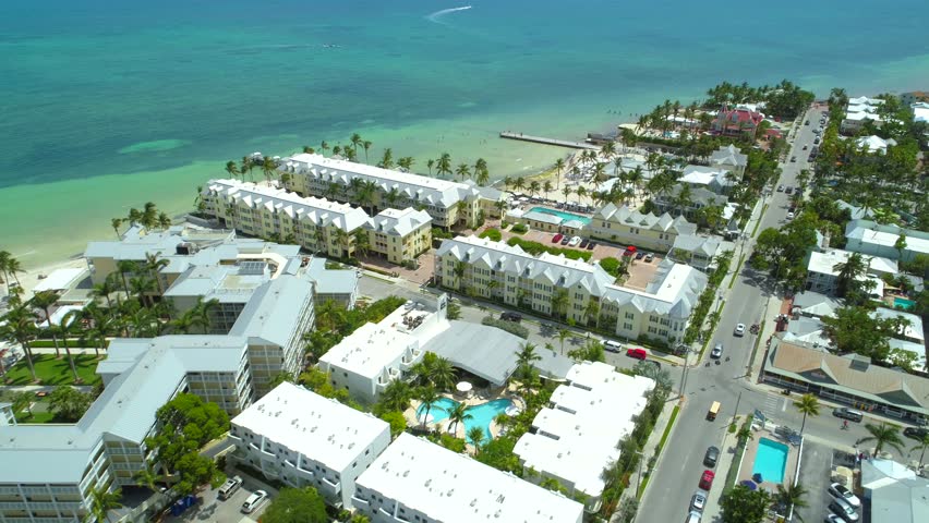 Aerial video Key West Florida resorts beachfront