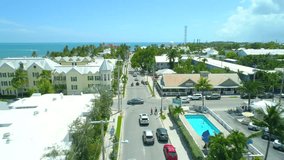 Aerial Key West street to Southernmost Point