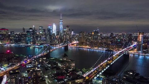 Aerial Night View Of Manhattan の動画素材 ロイヤリティフリー Shutterstock