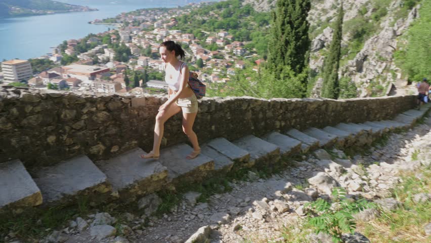Climb the old stone stairs