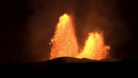Volcanic eruption of Kilauea volcano in Hawaii at the end of May 2018, Fissure 8, 4K