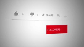 Close up of Social Media User Interface a Video Likes, Dislikes, Followers Counter - Quick Increasing
 - Influencer