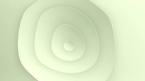 Animation of growing circles with flying spheres. Abstract geometric background. Seamless loop. 