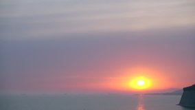 Beautiful sunset over cold waters of northern sea, 4k video 2160p.