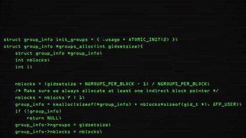 Hacker code running down a computer screen terminal. 4k