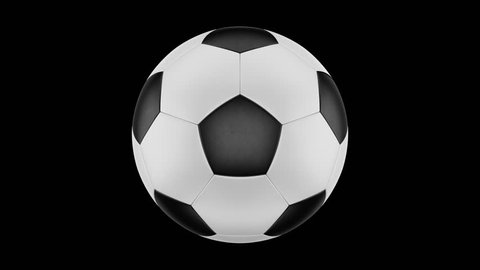 Transformation of a rotating soccer ball. Transition of black areas into white areas and vice versa. Seamless looping video. 3D rendering. 4K, 3840x2160. Alpha channel.