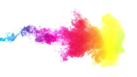 Rainbow Colored SMoke Background/
Animation of a colorful rainbow smoke pattern isolated on white background