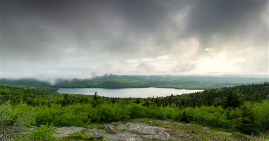 Fog Passing Over Eagle Lake In Acadia National Park, Maine	
