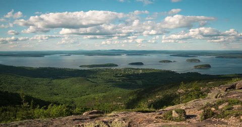 Clouds Passing Over Bar Harbor, Maine viewed from Cadillac Mountain in Acadia National Park