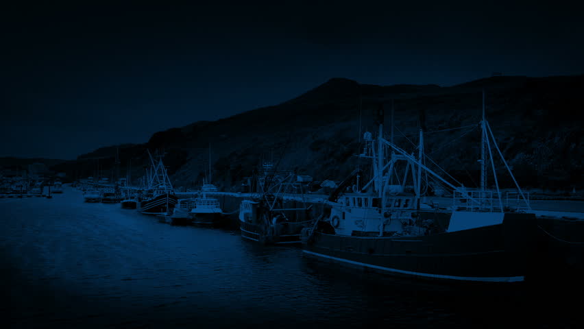 Fishing Boats In The Harbor At Night