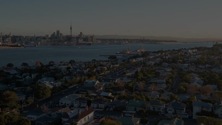 Vibrant day to night time lapse of Auckland city, New Zealand