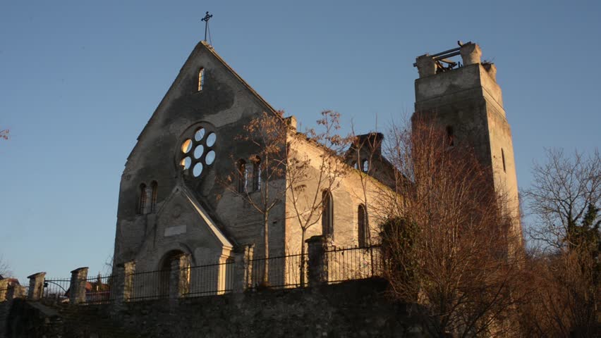 German catholic church ruined and abandoned in Banostor, Serbia. 