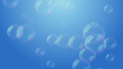 Soap Bubbles. Blue Background. Calm Video Background Loop 