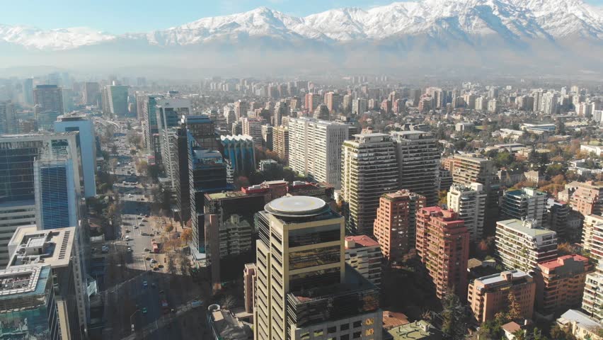 Cityscape of Santiago de Chile in 4K with the Andes Mountains in the background