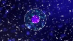 Cell Division violet-blue background 4K. Medical and science concept 3D video.