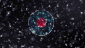 Cell Division black version background in 4K. Medical and science concept 3D video.