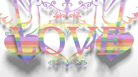 Love Gay Pride LGBT Community Mardi Gras paper cutout title 3D render