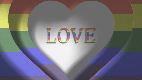 Love rainbow Gay Pride LGBT Community Mardi Gras paper cutout title 3D render