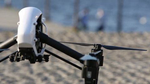 Drone inspire close-up before flight inspiration prepare to take off quad copter