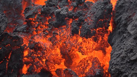 Closeup of a viscous lava flow of Kilauea volcano on Hawaii