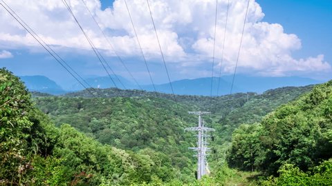 High voltage lines in the mountains