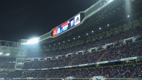 Crowded Santiago Bernabeu stadium grandstand - April 18. 2018: Atletic Bilbao - Real Madrid match, Madrid, Spain