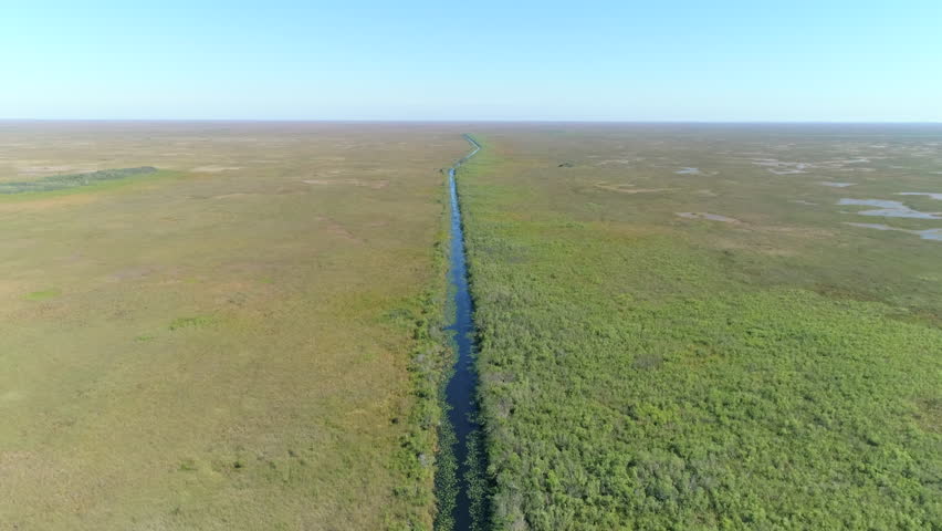 Aerial shot of Everglades National Park swamps - Florida, United States